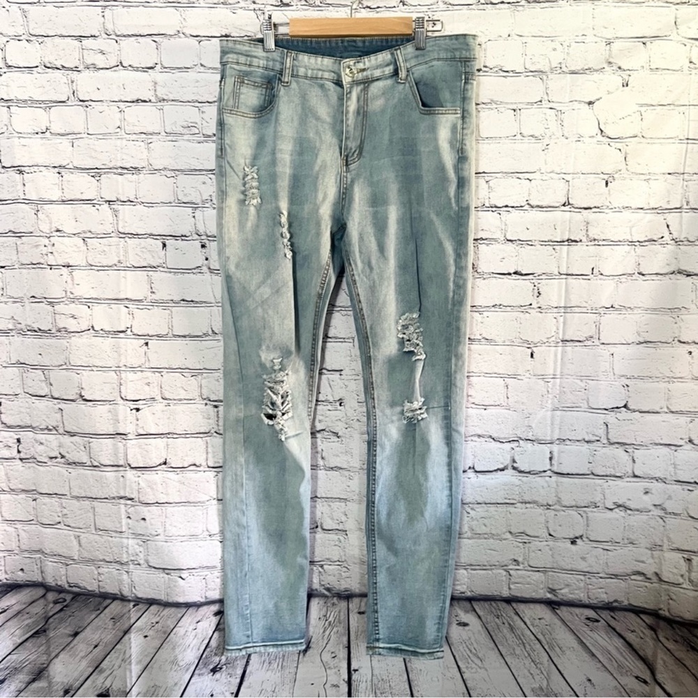 Distressed skinny jeans.  Size 32